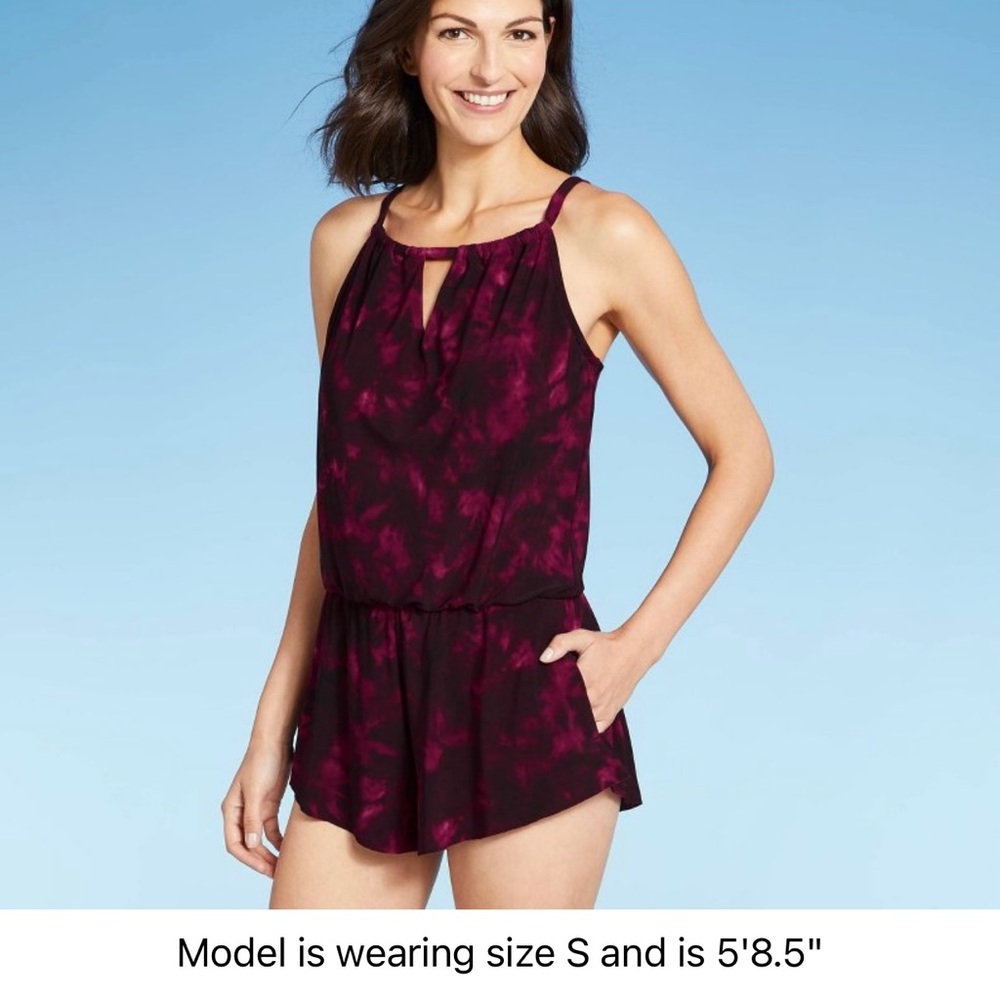High Neck Womens Swim Romper with Pockets